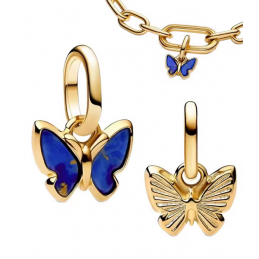 Charm papillon bleu simple or pour bracelet
