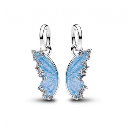 Lot de 2 Charms papillon aile bleu bridgerton argent pour bracelet