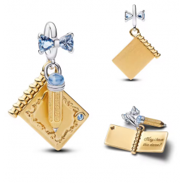 Charm carnet crayon noeud bleu bridgerton argent pour bracelet