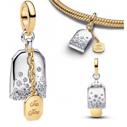 Charm sachet de thé strass bridgerton or argent pour bracelet