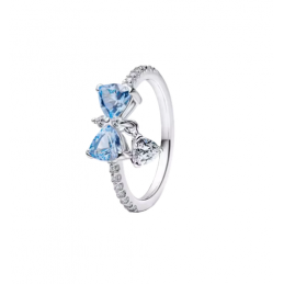 Bague noeud bleu perle strass bridgerton argent