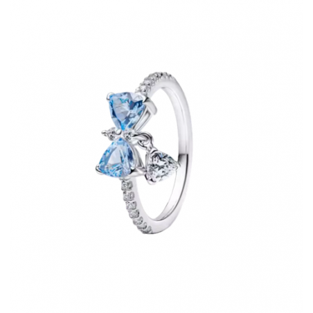 Bague noeud bleu perle strass bridgerton argent