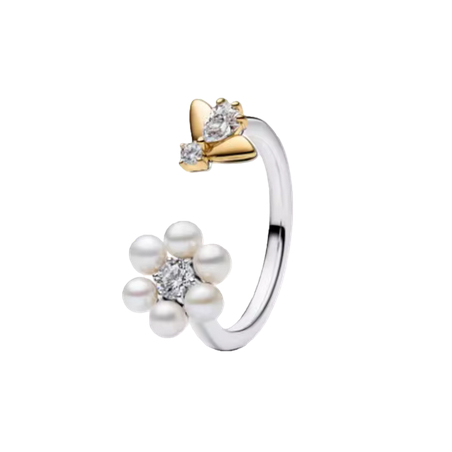 Bague abeille or perle strass bridgerton argent