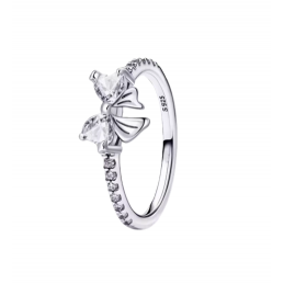 Bague noeud coeur strass blanc bridgerton argent