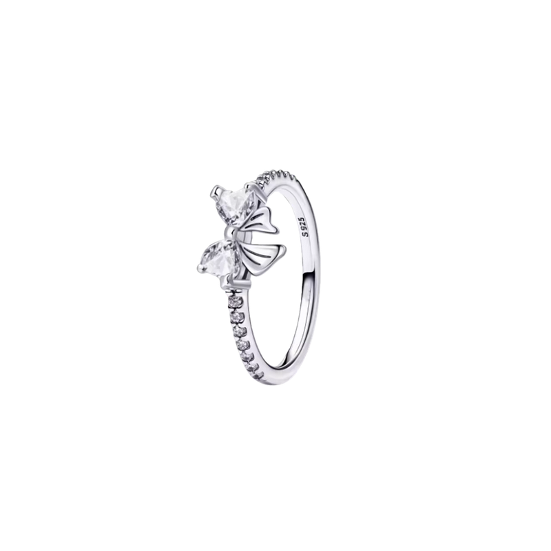 Bague noeud coeur strass blanc bridgerton argent