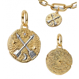 Charm rond flèche argent talisman or pour bracelet
