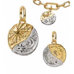 Charm rond soleil or lune argent talisman pour bracelet