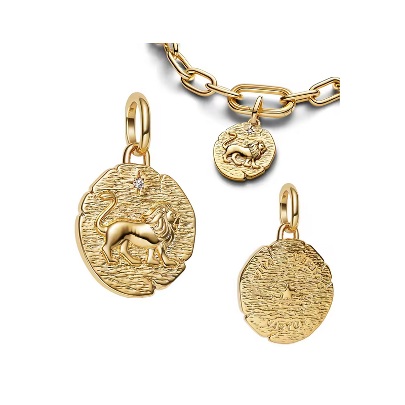 Charm rond lion or talisman pour bracelet