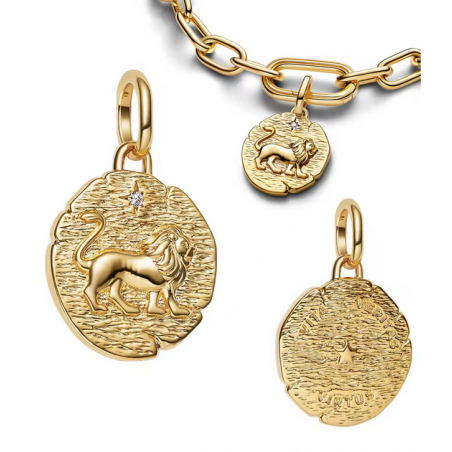 Charm rond lion or talisman pour bracelet