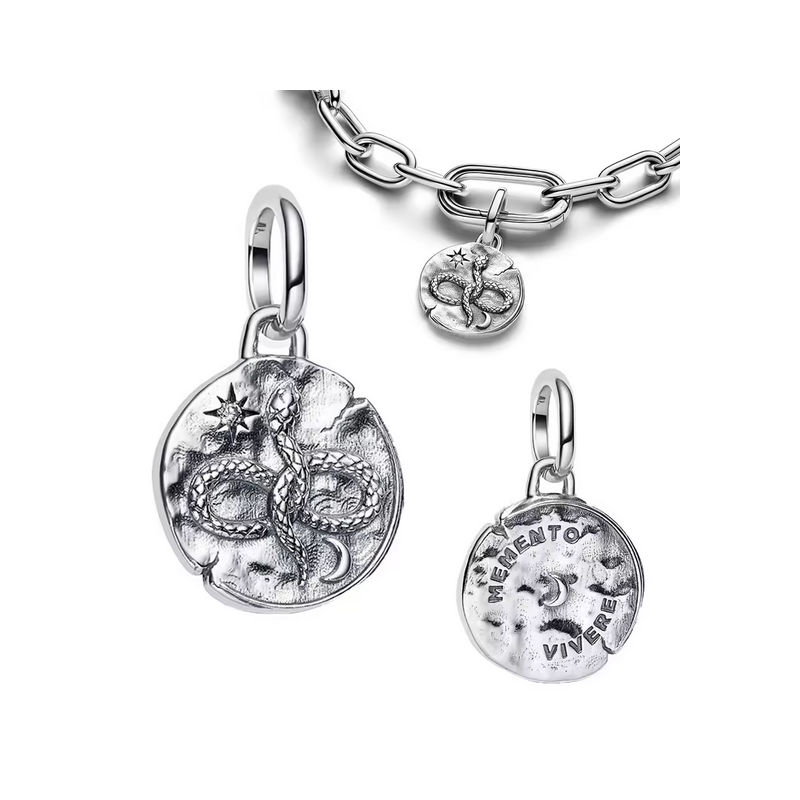 Charm rond serpent infini étoile talisman argent pour bracelet