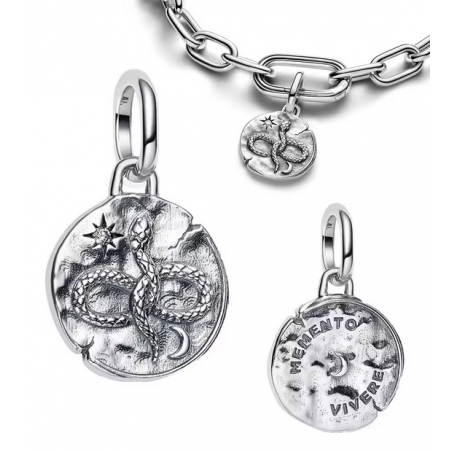 Charm rond serpent infini étoile talisman argent pour bracelet