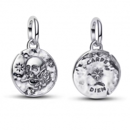 Charm rond tête de mort talisman argent pour bracelet