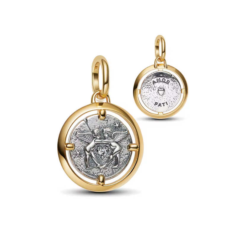 Charm rond ange cupidon amour talisman argent or pour bracelet