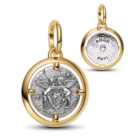 Charm rond ange cupidon amour talisman argent or pour bracelet