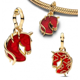 Charm cheval or pierre rouge bridgerton pour bracelet