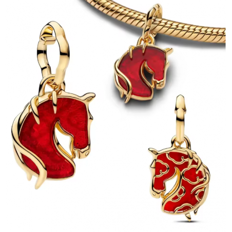 Charm cheval or pierre rouge bridgerton pour bracelet