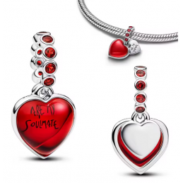 Charm coeur pierre rouge ame soeur bridgerton argent pour bracelet