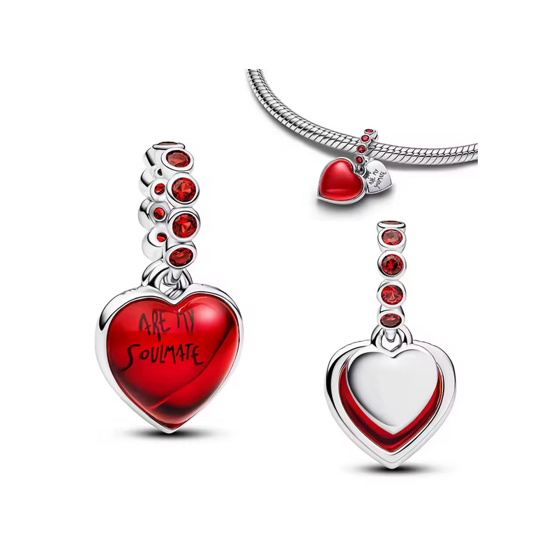 Charm coeur pierre rouge ame soeur bridgerton argent pour bracelet