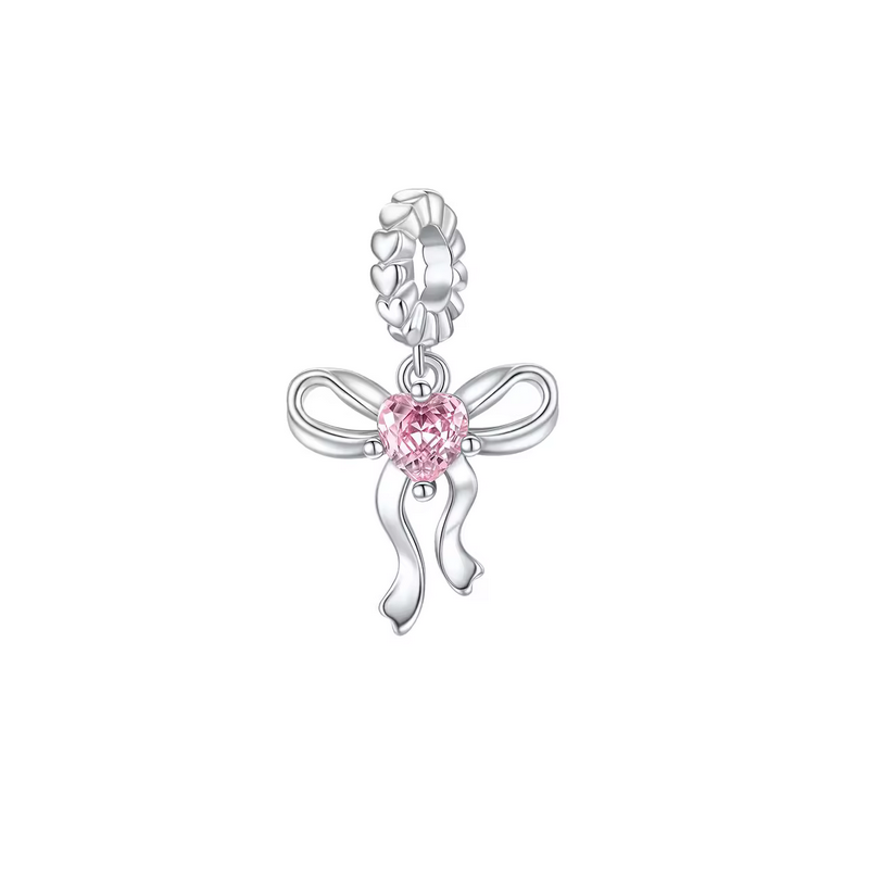 Charm neoud élégant pierre rose bridgerton argent pour bracelet