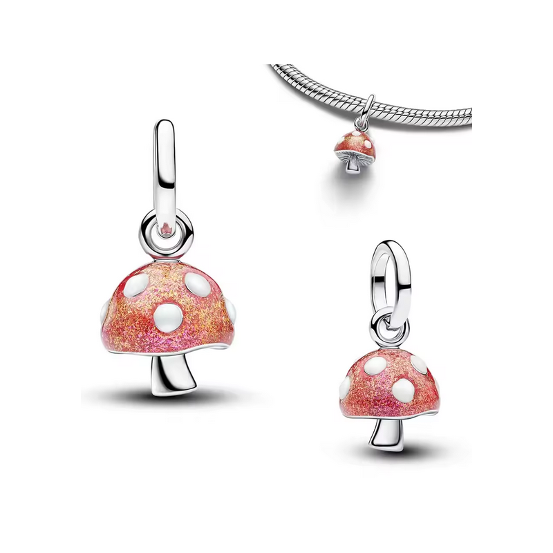 Charm champignon amanite pois blanc argent pour bracelet