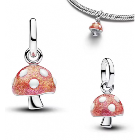 Charm champignon amanite pois blanc argent pour bracelet