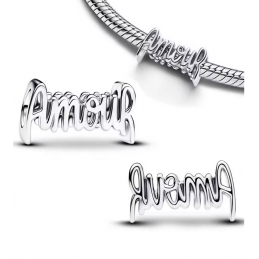 Charm lettre cursive Amour argent pour bracelet