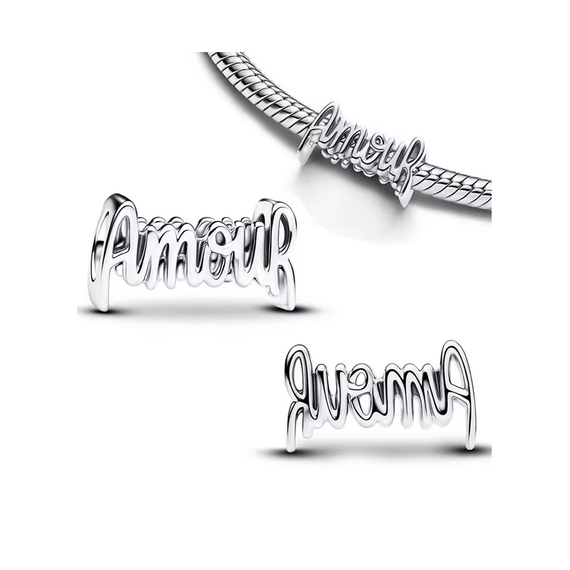 Charm lettre cursive Amour argent pour bracelet