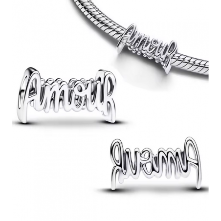 Charm lettre cursive Amour argent pour bracelet