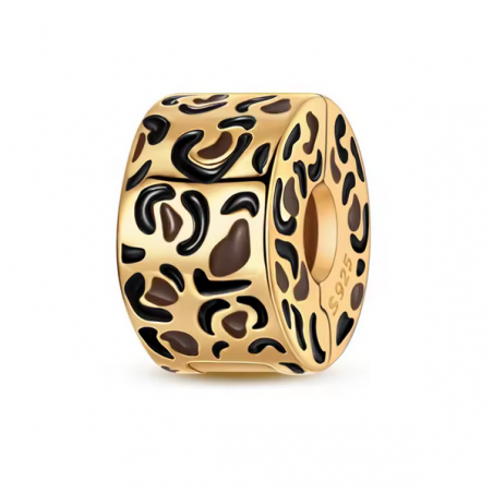 Charm séparateur clip effet panthère or pour bracelet