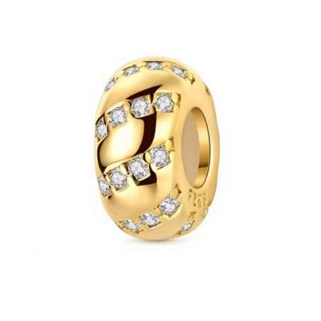 Charm séparateur bloqueur spirale strass blanc or pour bracelet