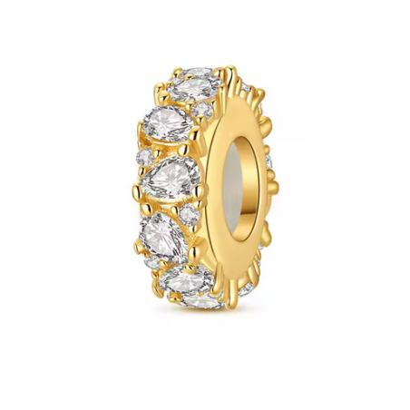 Charm séparateur bloqueur goutte eau strass blanc or pour bracelet