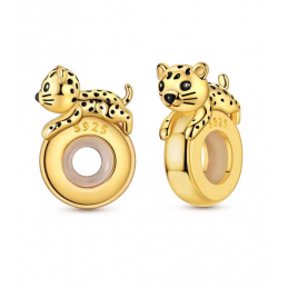Charm séparateur bloqueur leopard allongé or pour bracelet