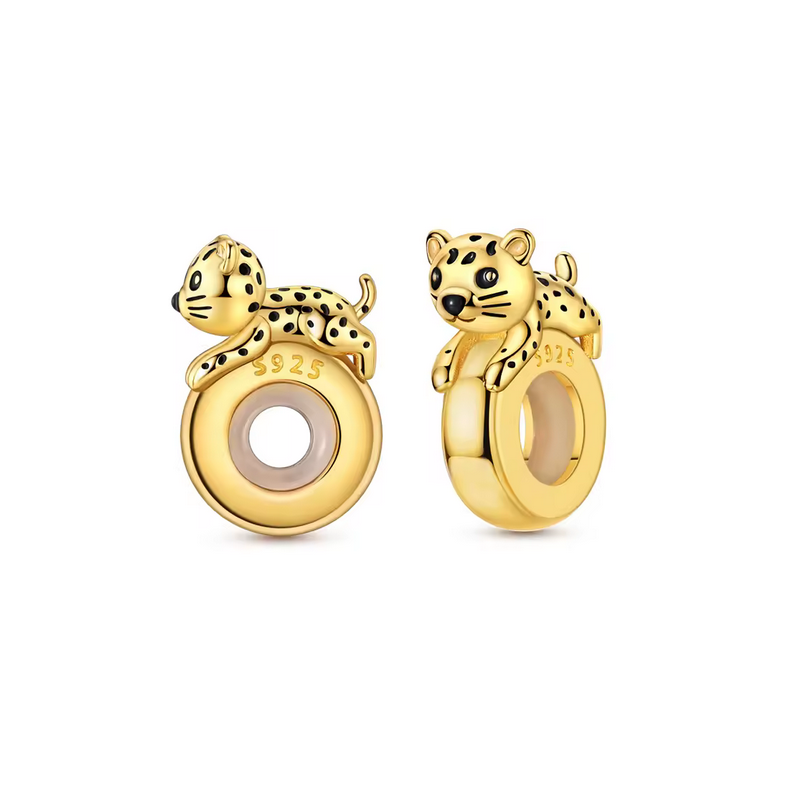 Charm séparateur bloqueur leopard allongé or pour bracelet