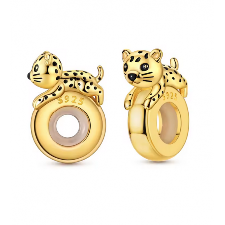 Charm séparateur bloqueur leopard allongé or pour bracelet