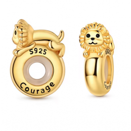 Charm séparateur bloqueur lion allongé or pour bracelet
