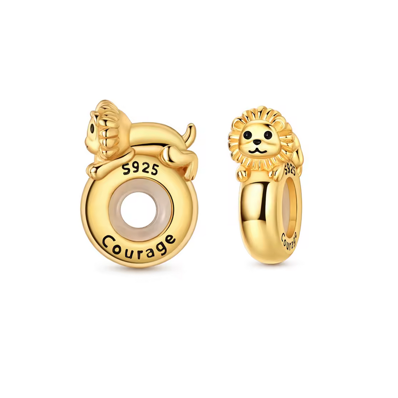 Charm séparateur bloqueur lion allongé or pour bracelet