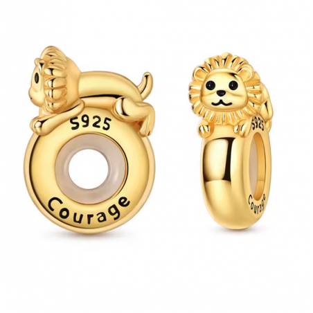 Charm séparateur bloqueur lion allongé or pour bracelet
