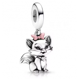 Charm marie noeud rose aristochat disney argent pour bracelet