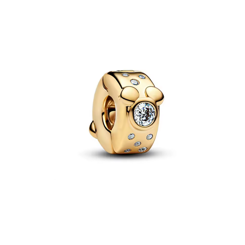 Charm séparateur clip oreille mickey strass blanc or pour bracelet