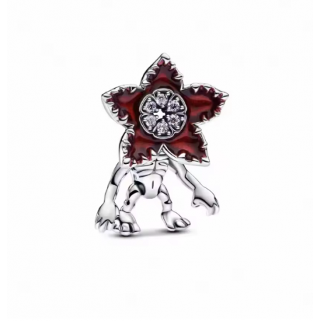 Charm fleur monstre demogorgon stranger things argent pour bracelet