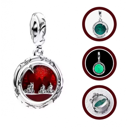 Charm phosphorescent Le monde à l'envers vélo stranger things argent pour bracelet