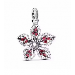 Charm Fleur demogorgon strass rouge stranger things argent pour bracelet