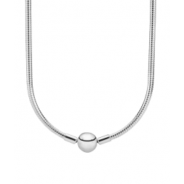 Collier pour charm fleur boule lisse argent