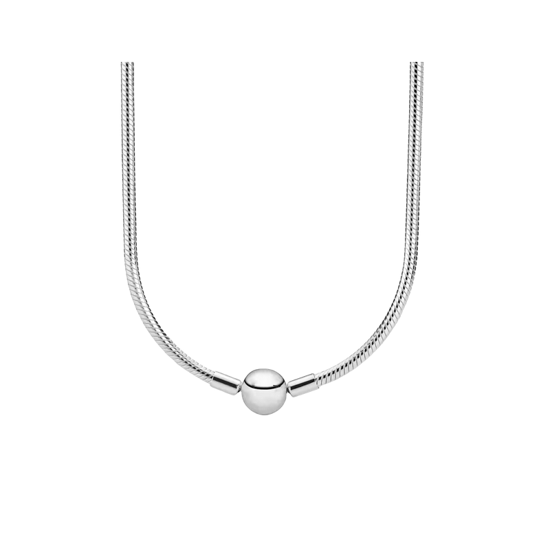 Collier pour charm fleur boule lisse argent