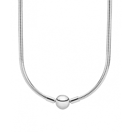 Collier pour charm fleur boule lisse argent