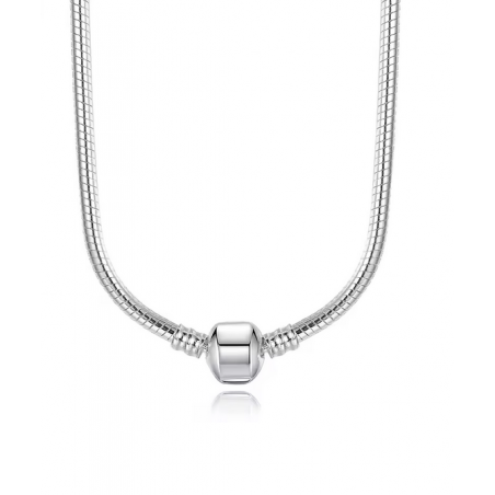 Collier pour charm cylindre lisse argent