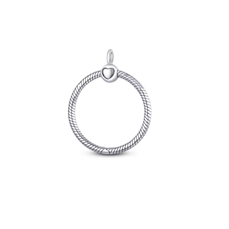 Pendentif rond coeur pour collier compatible charm argent