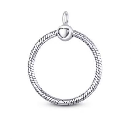 Pendentif rond coeur pour collier compatible charm argent