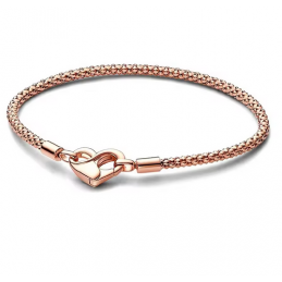 Bracelet clouté pour charm or rose attache coeur infini