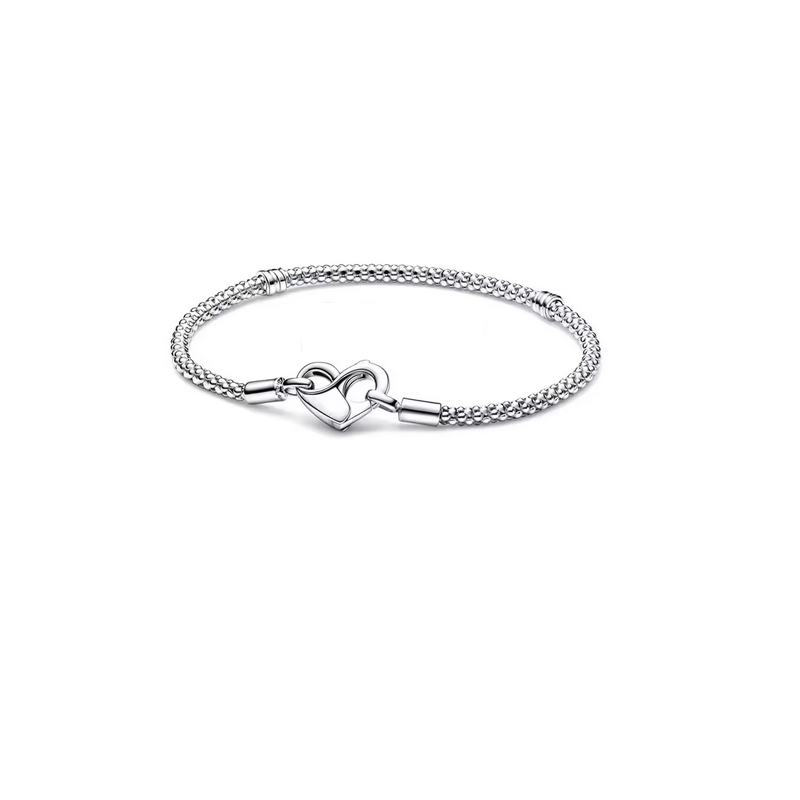 Bracelet clouté pour charm argent attache coeur infini